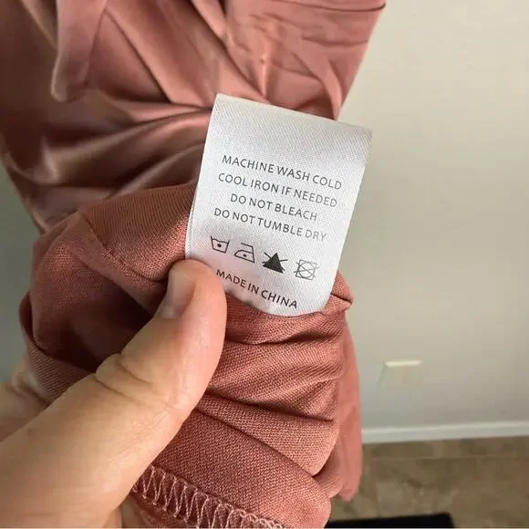 Baltic Born Poppy Satin Midi Dress Rosy Brown XXXL Tie Front - Picture 15 of 16